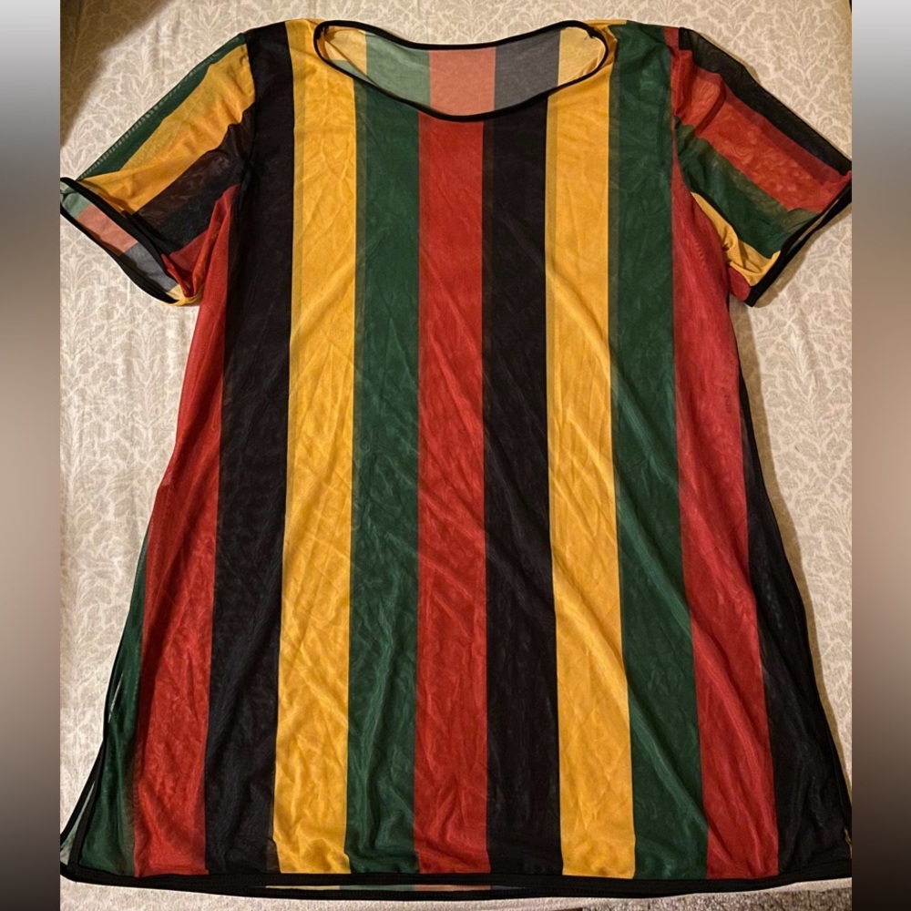 Colorful stripe split cover up